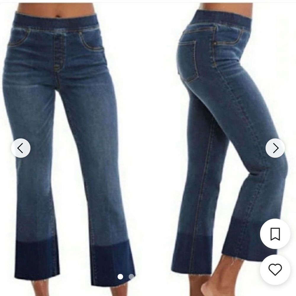 NWOT Spanx Women’s Jeans Flare Raw Hem Size Small Ankle